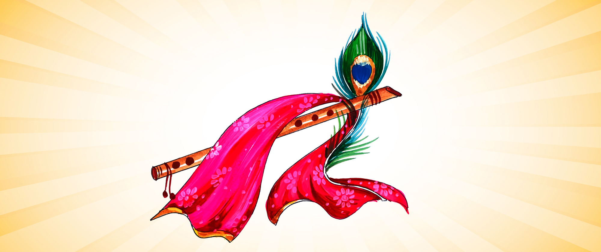 flute with peacock feather logo